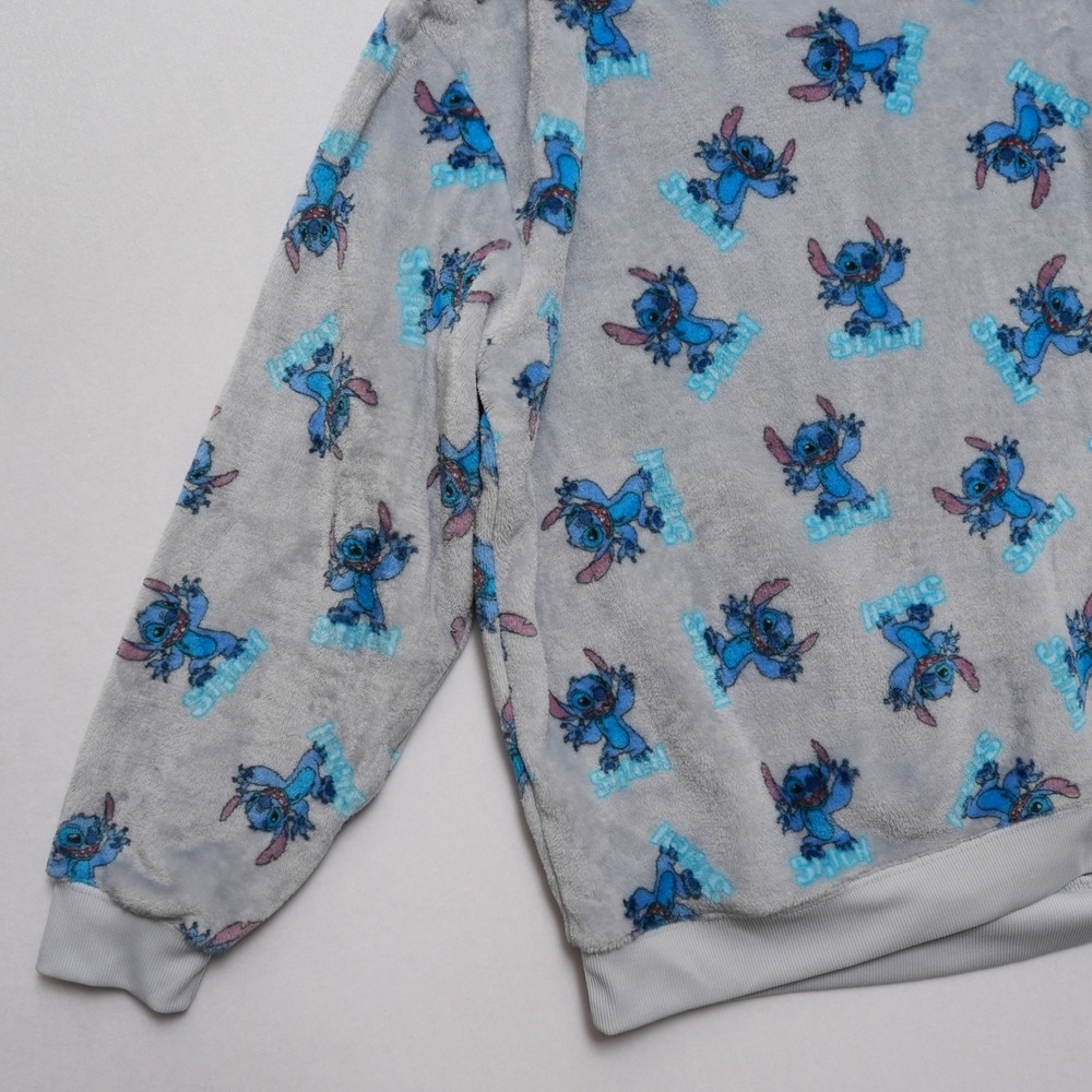 Disney Lilo & Stitch Womens Large Gray Fuzzy Fleece Crewneck Sweatshirt - Picture 13 of 14